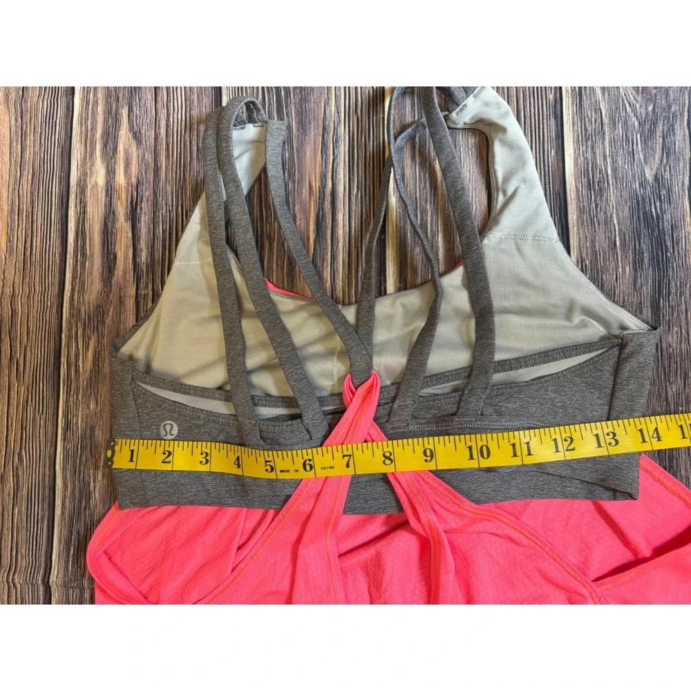 Lululemon Womens Coral Grey Sz 4 Athletic Tank Top Built In Bra Strap Activewear